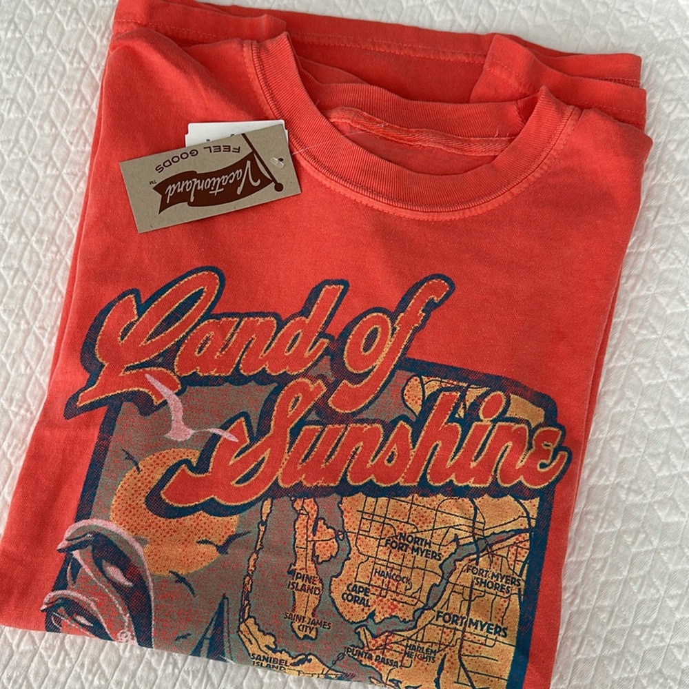 NWT Ft Myers Florida Orange 'Land of Sunshine' Long Sleeve Shirt sz M